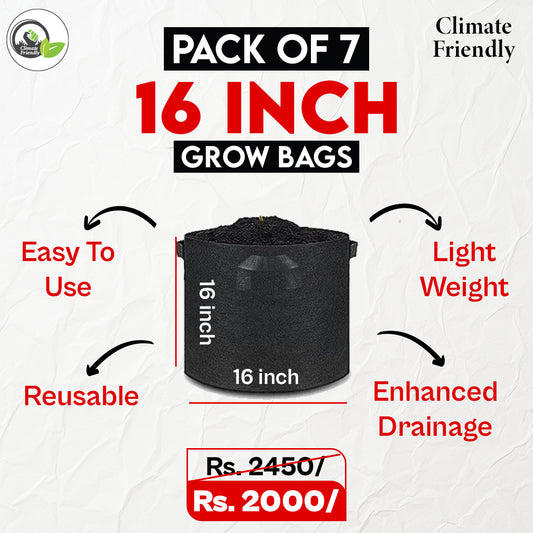 Pack of 7 16x16 inch Grow Bags