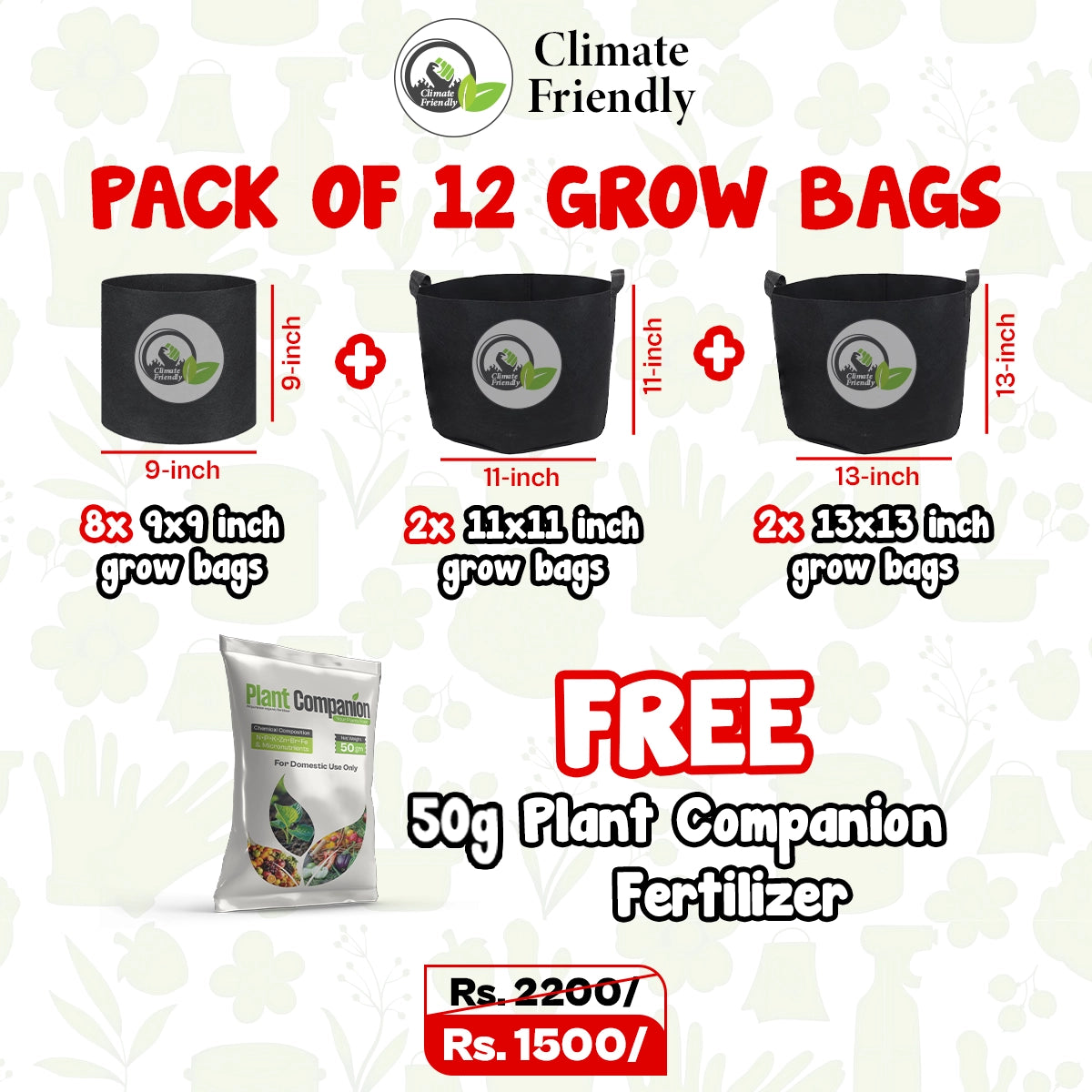 Pack of 12 Grow Bags